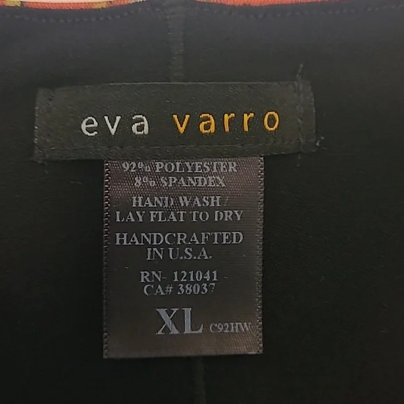 Eva Varro Stretch Artistic Design Multi Color Dress Sz XL -V Neck - Picture 7 of 11